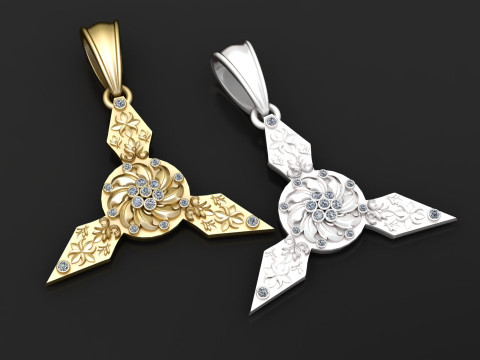 Floral Trident Swirl Pendant 3D Принт Модель