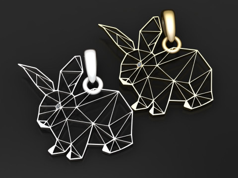 Geometric Bunny Pendant 3D Print Model