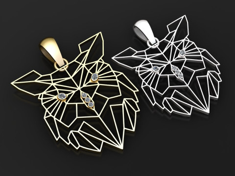 Geometric Wolf Head Pendant Modelo de Impressão 3D