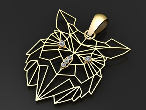Geometric Wolf Head Pendant Modelo de impresión 3D