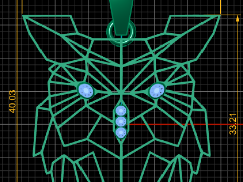 Geometric Wolf Head Pendant Modelo de impresión 3D
