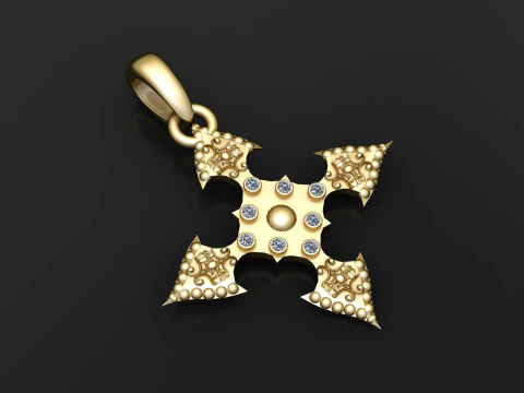Royal Gothic Cross Pendant 3D Print Model