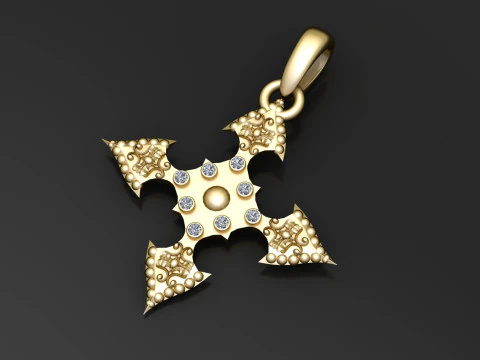 Royal Gothic Cross Pendant 3D Print Model