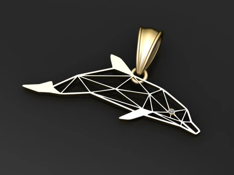 Geometric Dolphin Pendant 3D Print Model