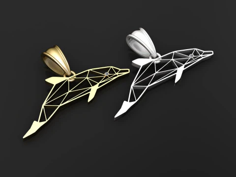 Geometric Dolphin Pendant 3D Print Model