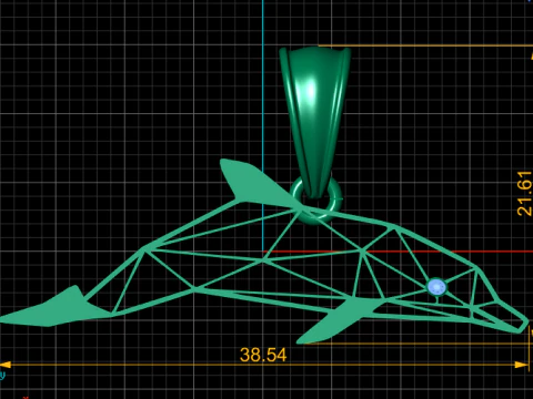Geometric Dolphin Pendant 3D Print Model