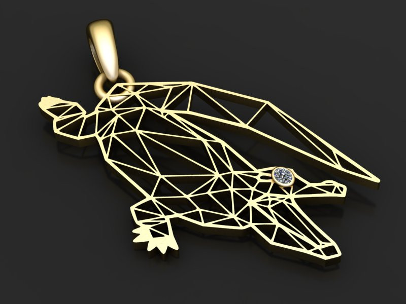 Geometric Bat Pendant Modello di stampa 3D .c4d .max .obj .3ds .fbx .stl .blend 