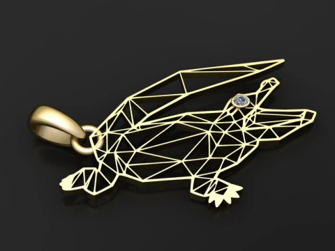 Geometric Bat Pendant 3D Print Model