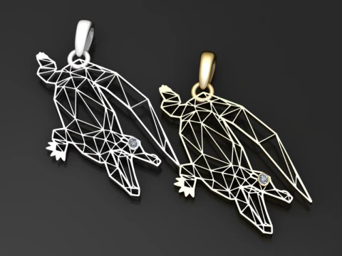 Geometric Bat Pendant 3D Print Model