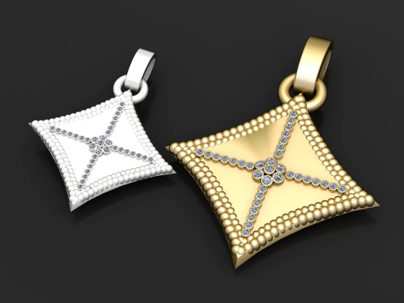 Royal Cushion Star Pendant 3D Print Model .c4d .max .obj .3ds .fbx .stl .blend