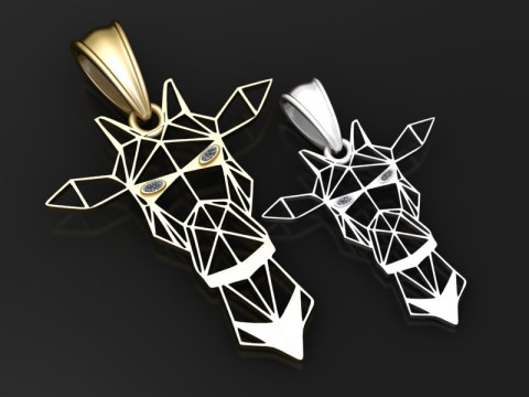 Geometric Giraffe Head Pendant 3D 打印模型
