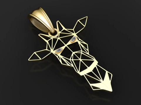 Geometric Giraffe Head Pendant 3D Print Model