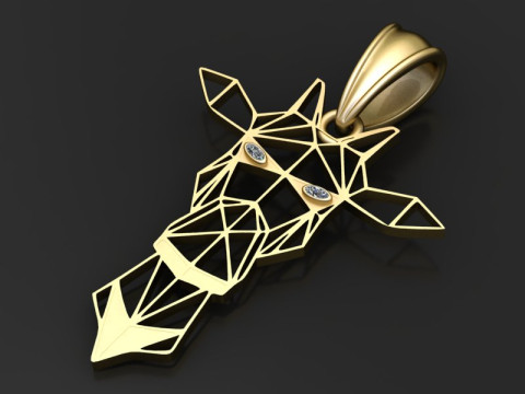 Geometric Giraffe Head Pendant 3D 打印模型