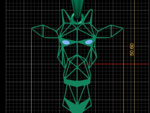 Geometric Giraffe Head Pendant 3D 打印模型