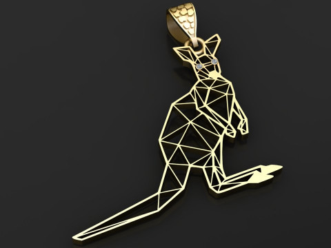 カンガルーゴールドペンダント 3Dプリントモデル