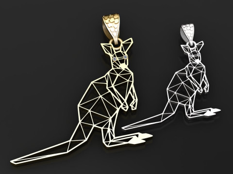 カンガルーゴールドペンダント 3Dプリントモデル