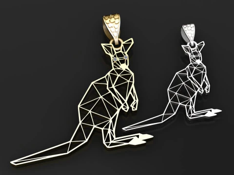 Kangaroo gold pendant 3D Print Model