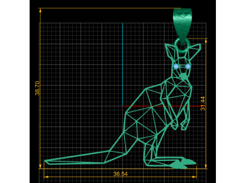 カンガルーゴールドペンダント 3Dプリントモデル