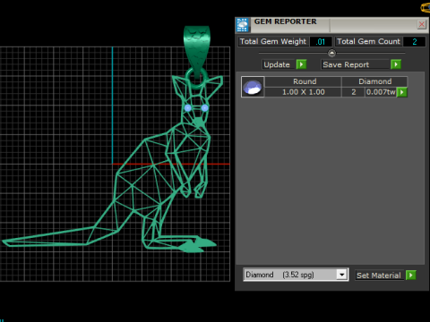 カンガルーゴールドペンダント 3Dプリントモデル