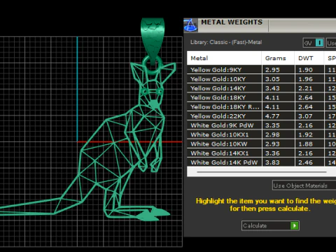 Kangaroo gold pendant 3D Print Model