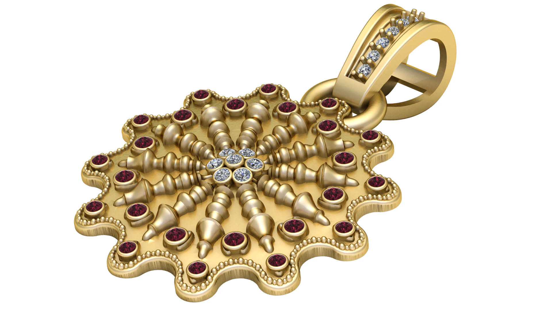 Adorned with a central cluster PENDANT 3D Print Model .c4d .max .obj .3ds .fbx .stl .blend