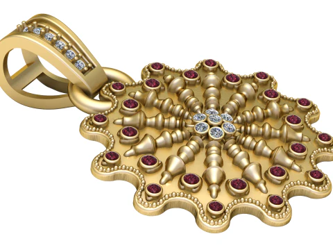Adorned with a central cluster PENDANT 3D Print Model