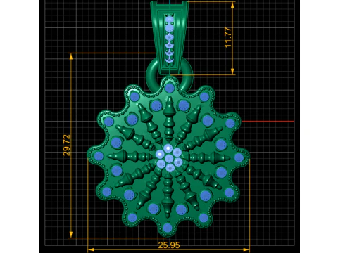 Adorned with a central cluster PENDANT 3D Print Model