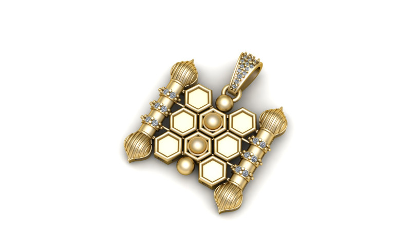 Model is a hexagonal beekeeper PENDANT Model Cetak 3D .c4d .max .obj .3ds .fbx .stl .blend