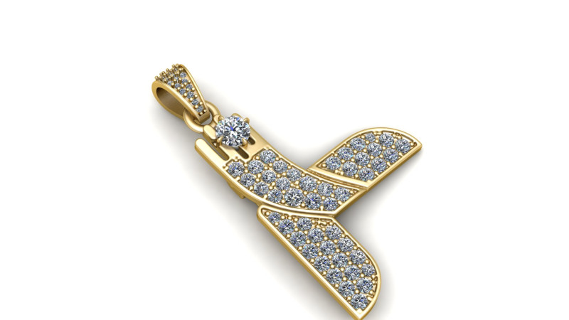 This pendant is crafted from 10K yellow gold and features the letter PENDANT 3D 打印模型 .c4d .max .obj .3ds .fbx .stl .blend 