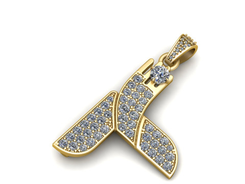 This pendant is crafted from 10K yellow gold and features the letter PENDANT 3D 打印模型