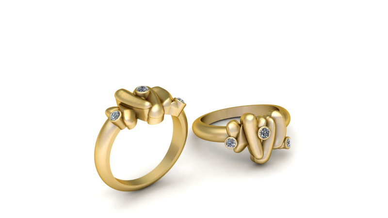 Modern Twist Knot Diamond Ring Modelo de impresión 3D .c4d .max .obj .3ds .fbx .stl .blend