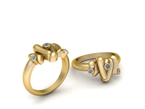 Modern Twist Knot Diamond Ring 3D Print Model
