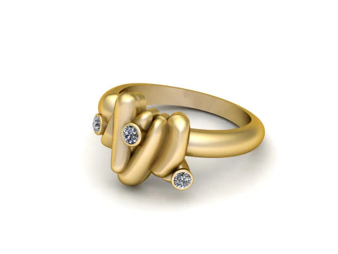 Modern Twist Knot Diamond Ring 3D Print Model