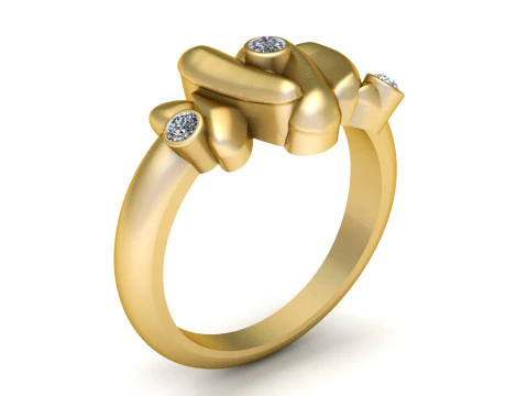Modern Twist Knot Diamond Ring 3D Print Model