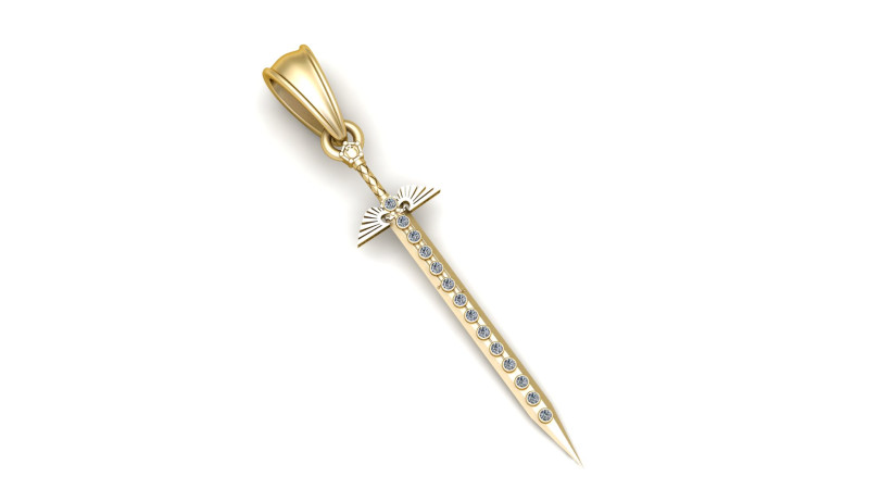 Stick Gold Pendant 3D Printable Model Modèles 3D en vedette .c4d .max .obj .3ds .fbx .stl .blend