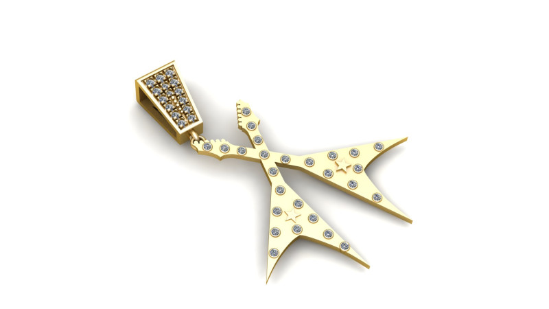 GITTAR Gold Pendant 3D Printable Model Modelo de impresión 3D .c4d .max .obj .3ds .fbx .stl .blend 