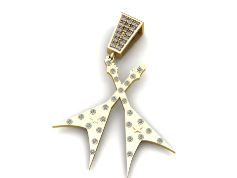 GITTAR Gold Pendant 3D Printable Model 3D Print Model