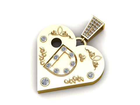 D Gold Heart Pendant 3D-printmodel