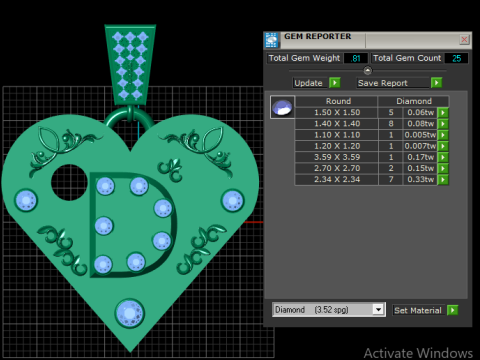 D Gold Heart Pendant 3D 打印模型