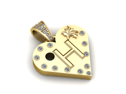 H GOLD HEARTM PENDANT 3D Print Model