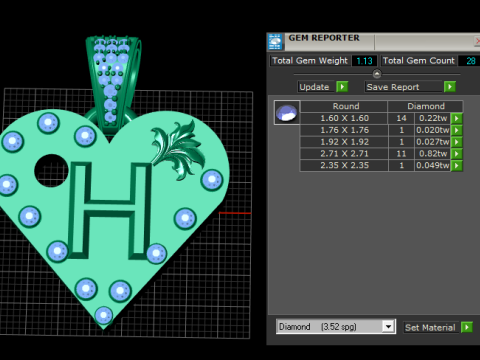 H GOLD HEARTM PENDANT Modèles 3D en vedette