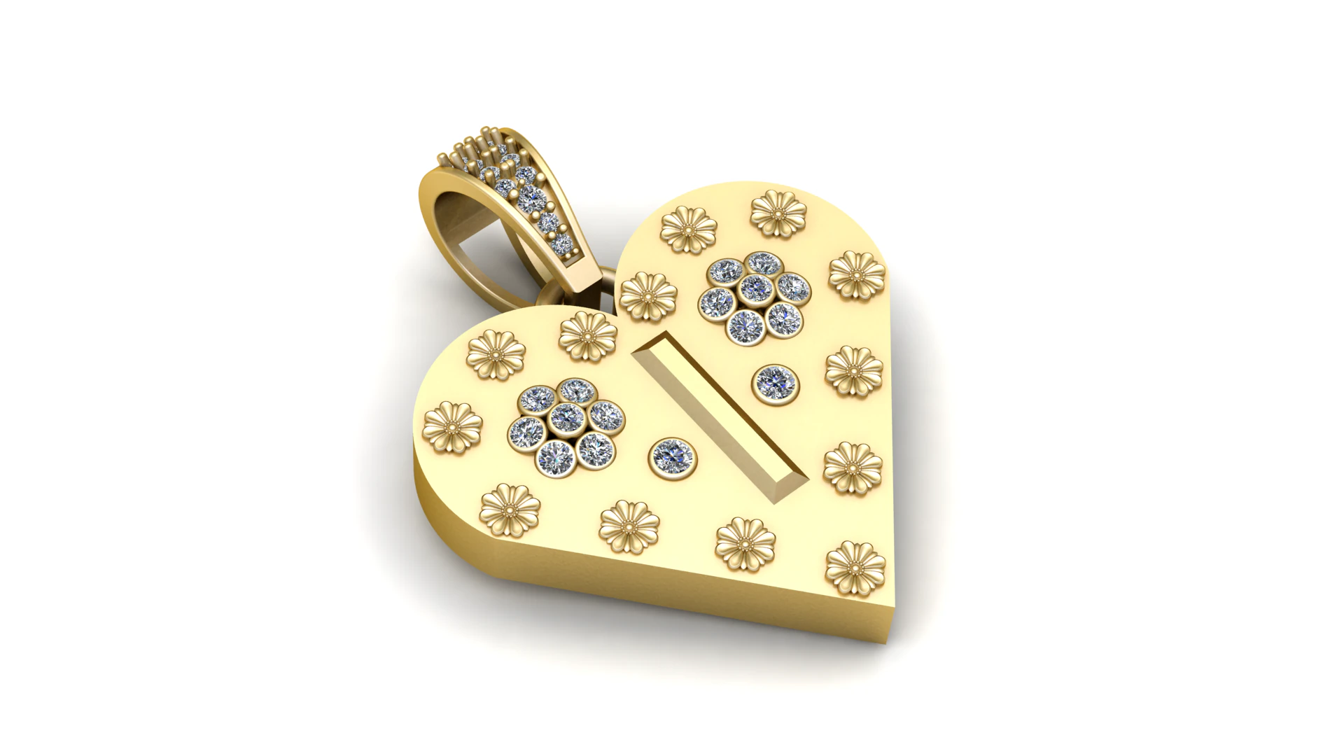 I GOLD HEART PENDANT 3D Print Model .c4d .max .obj .3ds .fbx .stl .blend
