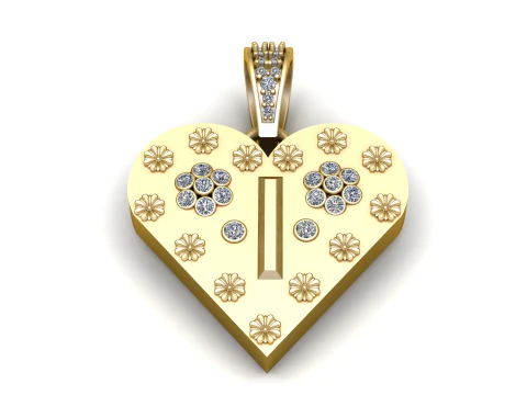 I GOLD HEART PENDANT 3D Print Model
