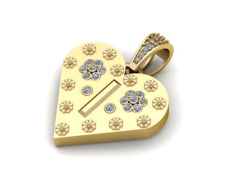 I GOLD HEART PENDANT 3D Print Model