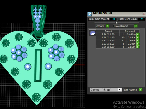 I GOLD HEART PENDANT 3D Print Model