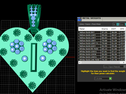 I GOLD HEART PENDANT 3D Print Model