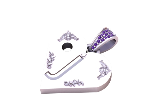 J GOLD HEART PENDANT 3D Print Model