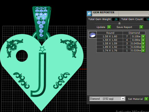 J GOLD HEART PENDANT 3D Print Model