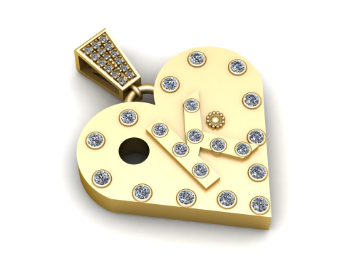 K GOLD HEART PENEDANT 3D Print Model