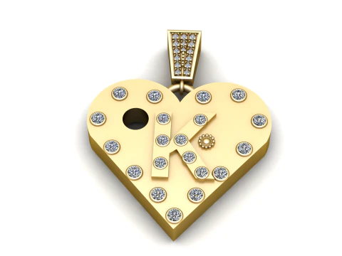K GOLD HEART PENEDANT 3D Print Model